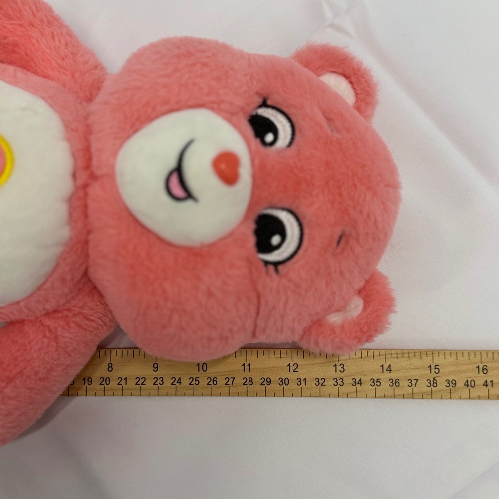 Care Bears Love-a-Lot Bear Pink Plush Stuffed‎ Animal 14 Inch Heart Belly Badge - Picture 3 of 4